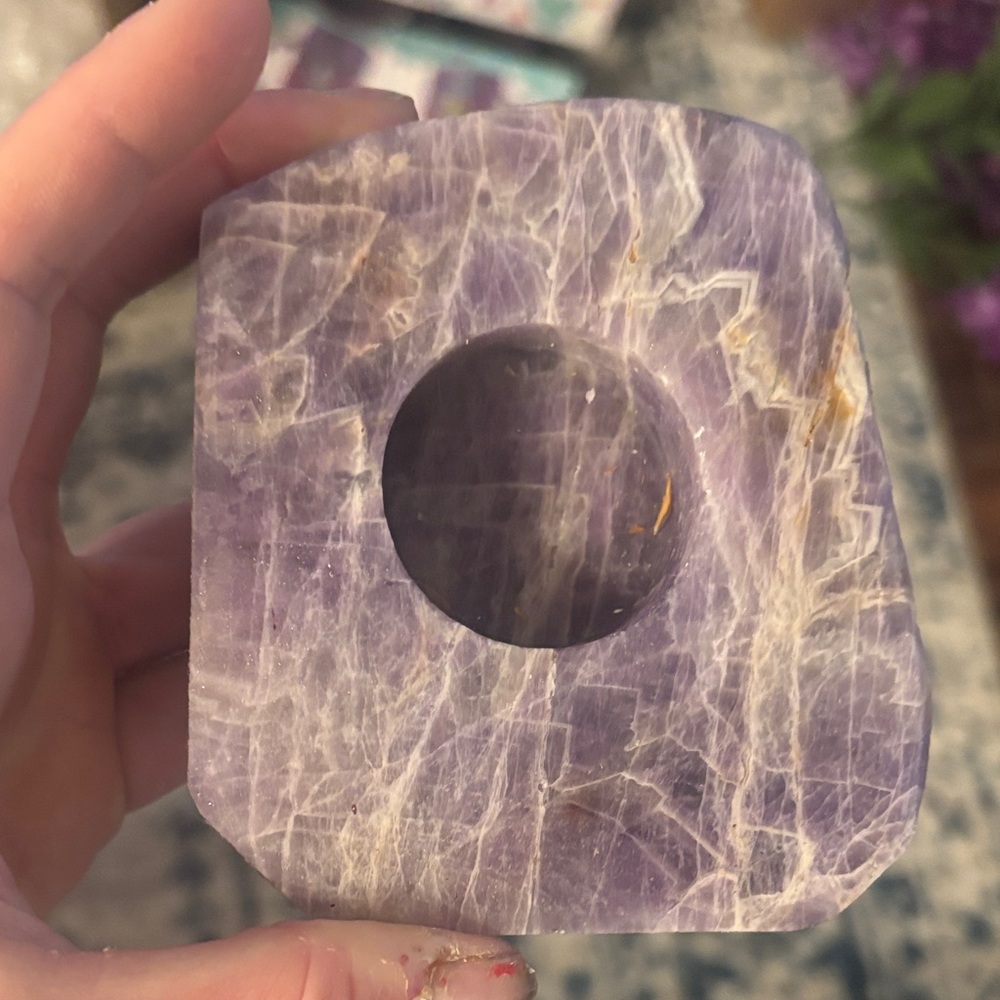 Purple Stone Candle Holder